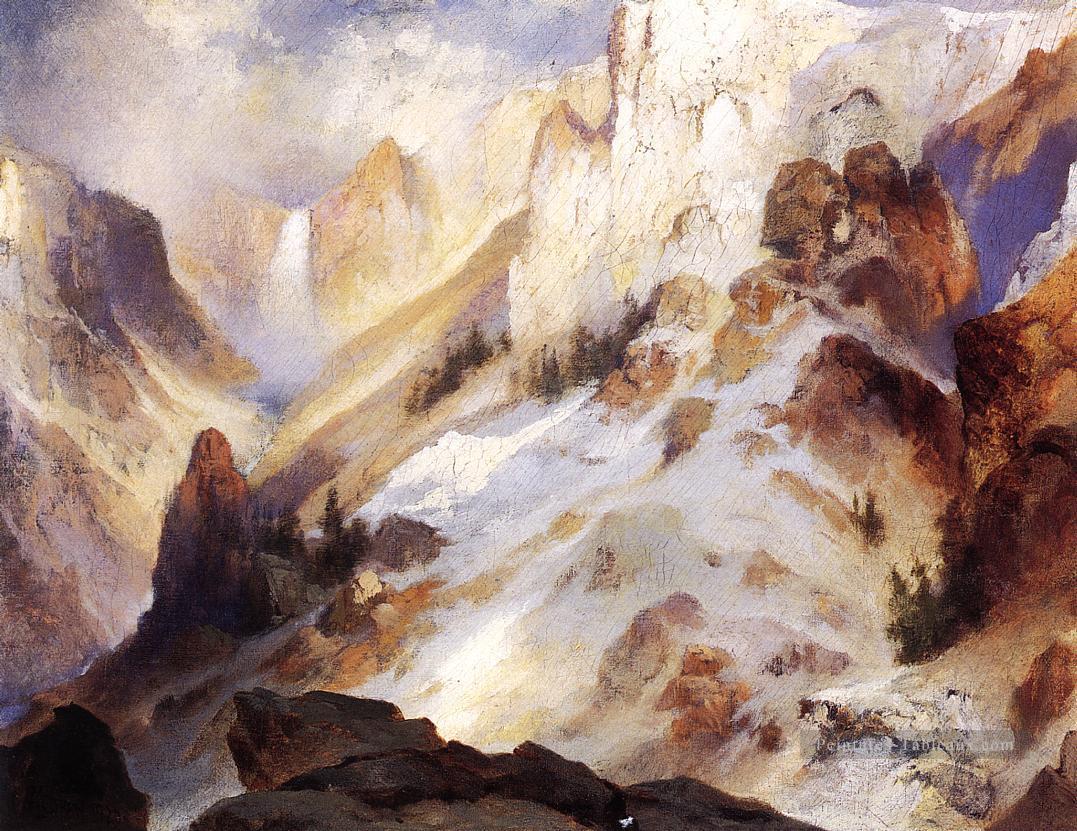 Yellowstone Canyon Rocheuses école Thomas Moran Peintures à l'huile
